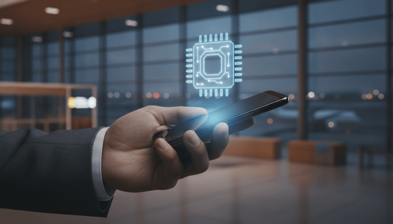 A smartphone displaying a glowing, digital eSIM icon, explaining what an eSIM is and its benefits for modern connectivity and travel.