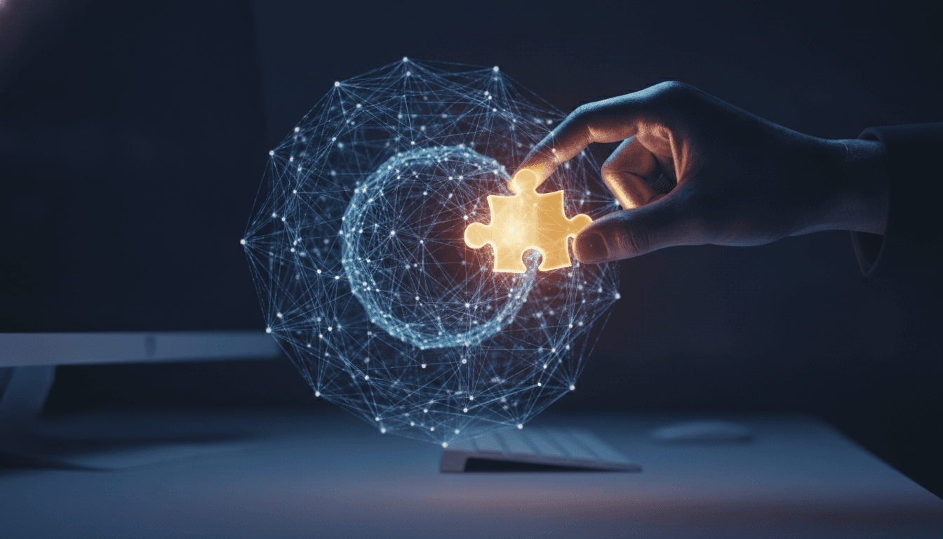 A conceptual image illustrating the process of how to become a prompt engineer, showing a person carefully constructing an AI's thought process.
