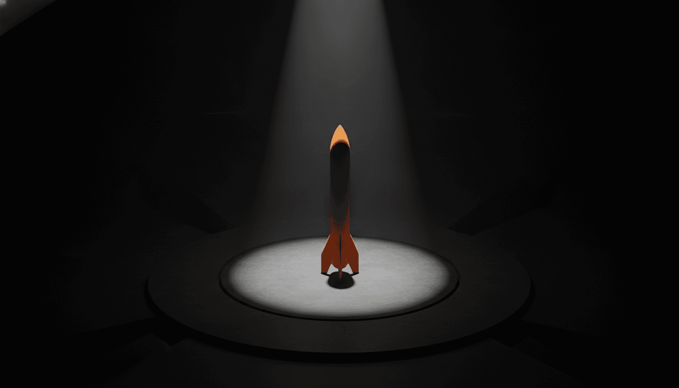 An illustration of a sleek orange rocket on a launchpad, representing a tactical and successful Product Hunt launch.