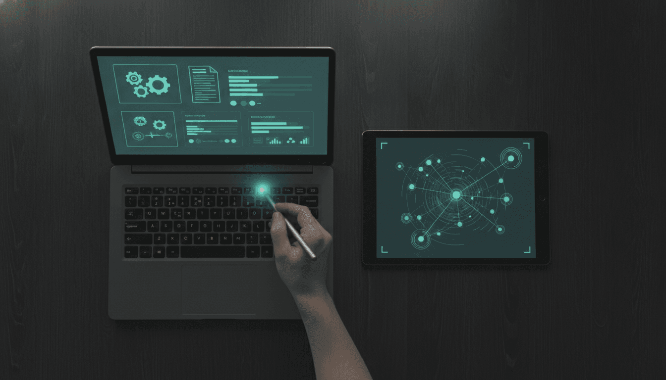 A person using AI tools on a laptop and tablet to refine their resume, illustrating how to use AI to write a resume for job interviews.