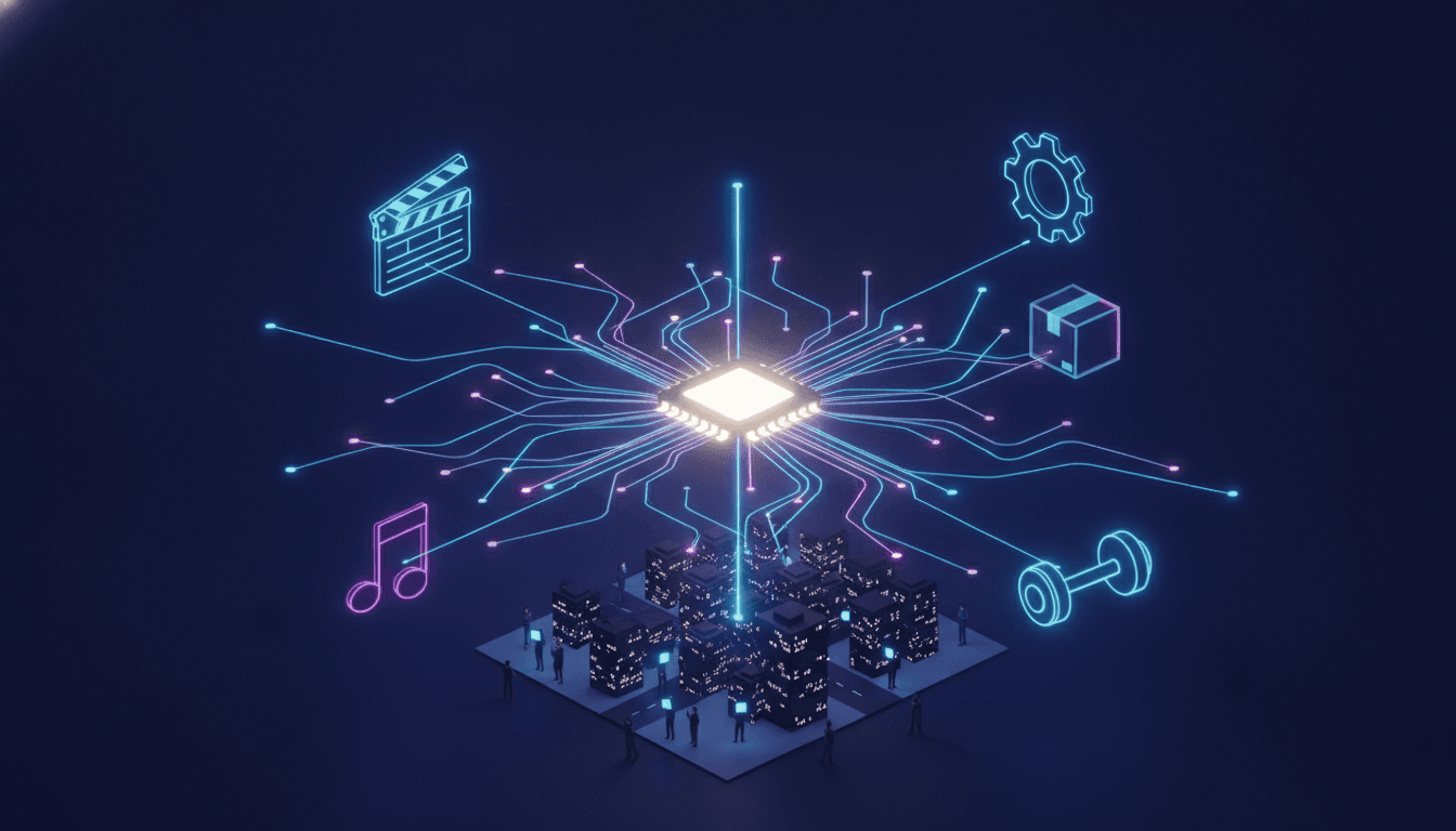 An illustration depicting the interconnectedness of various subscription services, representing the sprawling subscription economy explained by monthly fees.