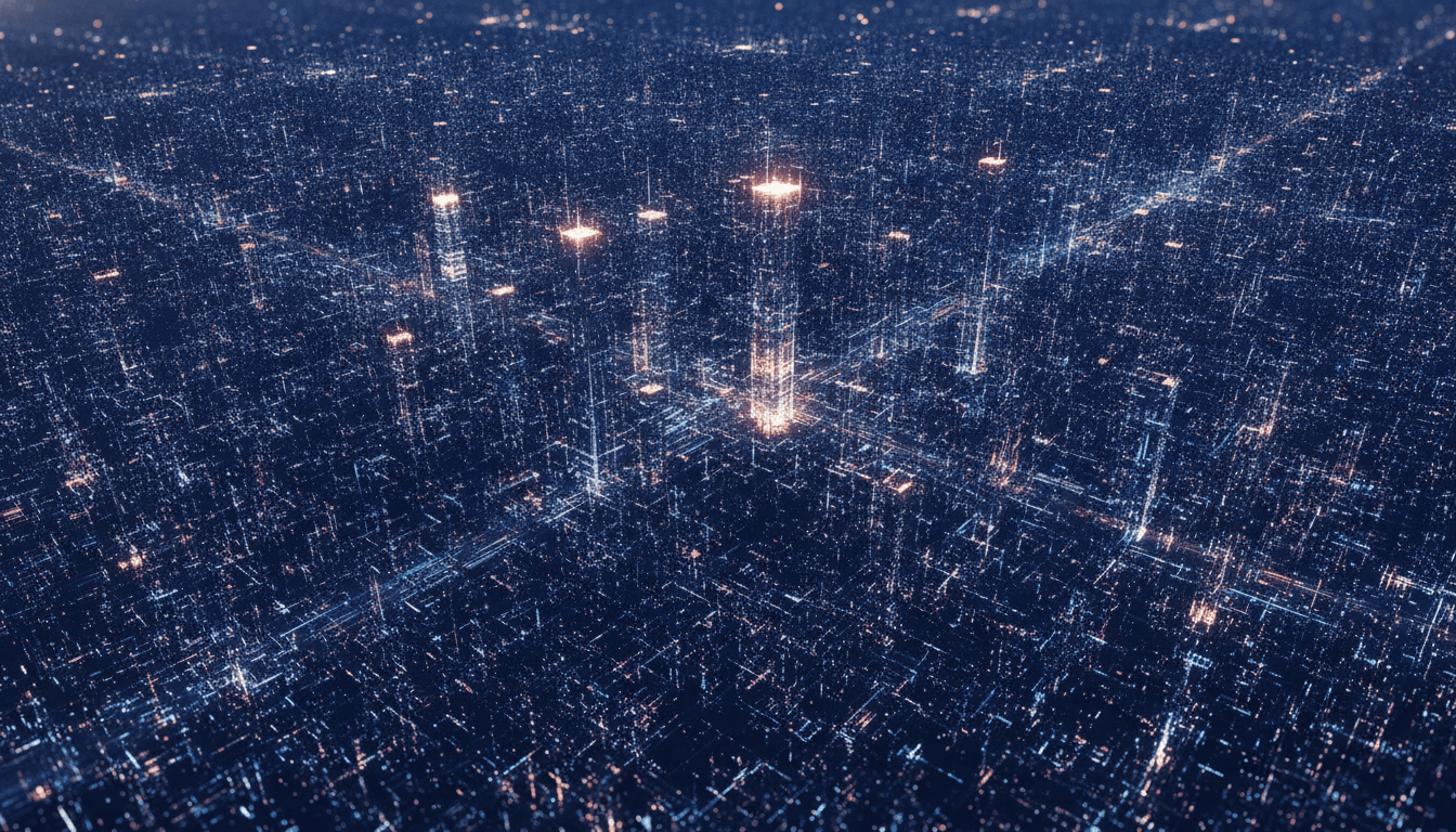 An intricate digital city made of glowing source code, illustrating the concept of what is open source software as the foundation of the digital world.