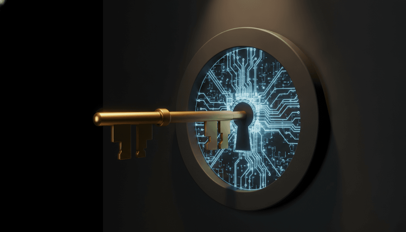 An abstract image showing a perfectly designed key fitting into a complex lock, representing the concept of what is product-market fit.
