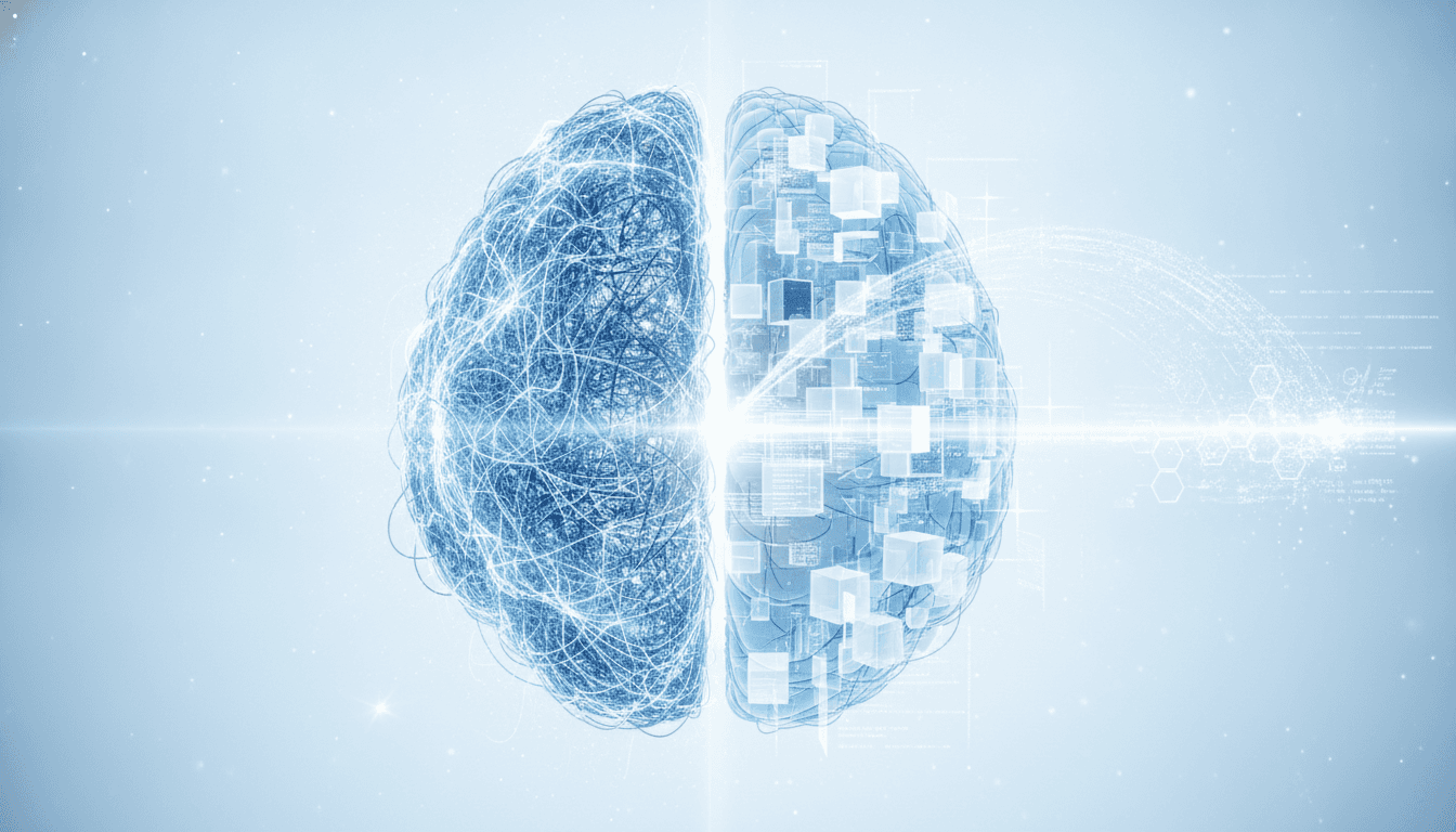 An abstract image showing an AI brain connected to a database, representing what RAG AI is and how it works to retrieve knowledge.